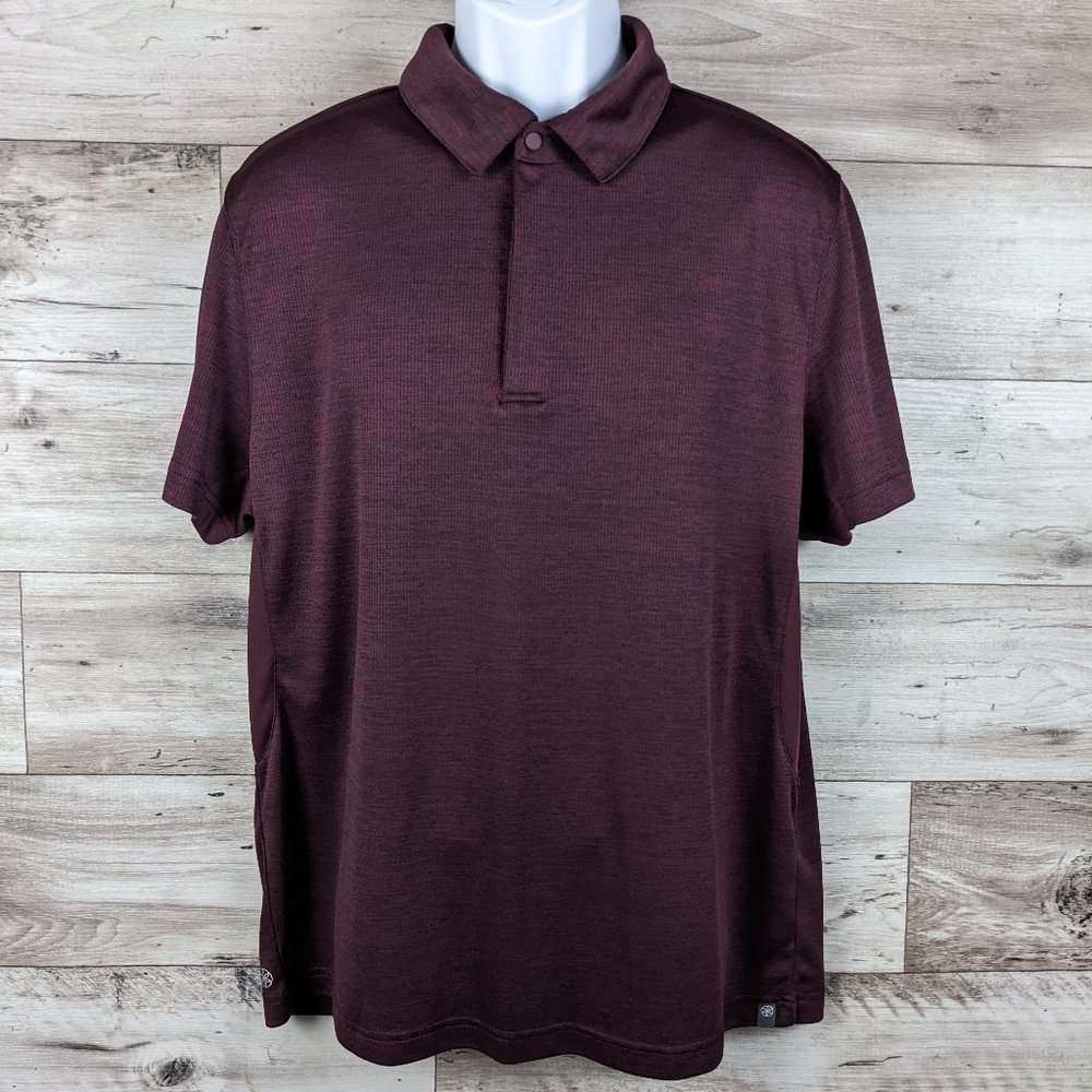 GAIAM* Men's Short Sleeve Straight Hem Snap Collar‎ Polo Quarter Zip Shirt~ XL